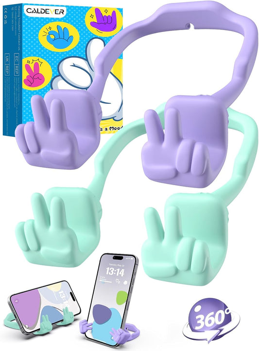 Cell Phone Stand Stocking Stuffers for Teens Girls Boys Kids Gifts: Upgrade Adjustable Peace Sign Thumbs Lazy Cell Phone Holder for Desk Cool Gadgets Birthday Gifts for Women Men Teenage Adults Wife