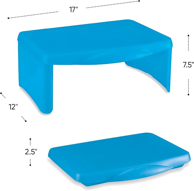 HearthSong Foldable Lap Desk for Kids with Storage - Ideal Floor Desk for Drawing, Studying, Portable Folding Travel Lap Table, Versatile Bed Desk & Lap Tray, Blue