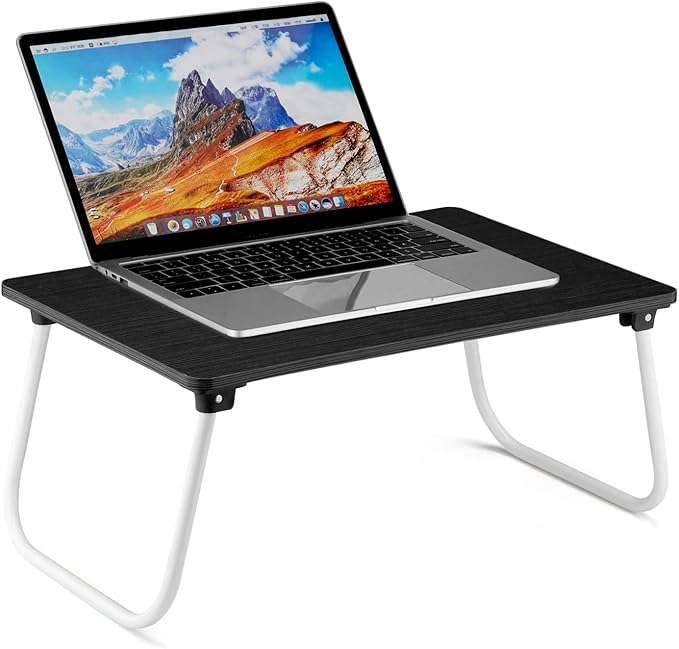 Ruxury Folding Lap Desk Laptop Stand Bed Desk Table Tray, Breakfast Serving Tray, Portable & Lightweight Mini Table for Sofa Couch Floor - - Black
