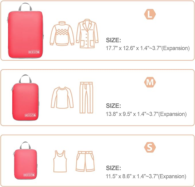 Cambond Compression Packing Cubes for Travel Women - Travel Bags Luggage Organizers Travel Essentials Compression Cubes for Travel Carry on Suitcases Organizer