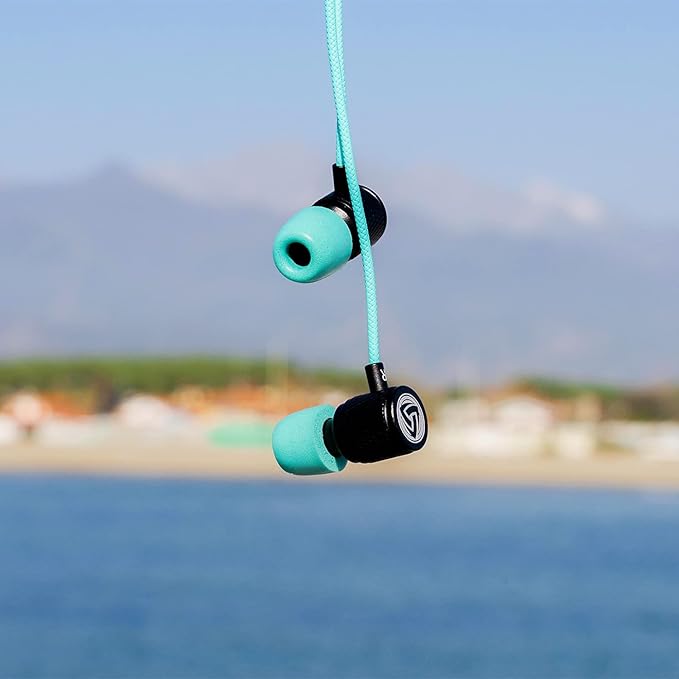 LUDOS Ultra Wired Earbuds in-Ear Headphones, 5 Years Warranty, Earphones with Mic, Noise Isolating Ear Buds, Memory Foam for iPhone, Samsung, School Students, Kids, Women, Small Ears - Turquoise