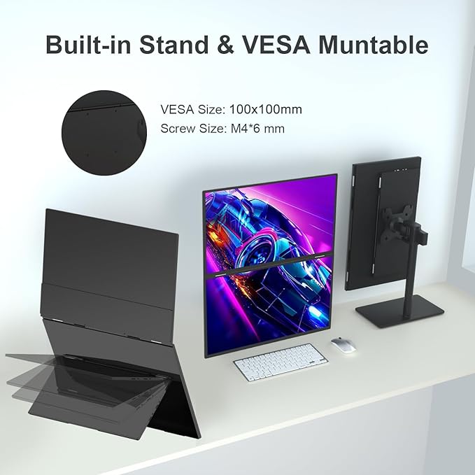 Laptop Extender 22” Dual Portable Monitor Screen120Hz 120sRGB 1080P Stacked Foldable Triple Screen for Windows MacOS/HDMI Type-C Work Gaming Office