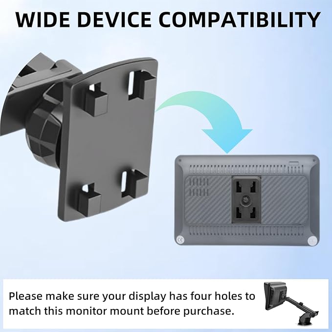 Carplay Screen Mount, Bendable Flexible Dashboard Suction Cup Bracket for 7Inch 9Inch 9.3 Inch 10.26 Inch Portable Car Play Windshield GPS Mount Phone Holder