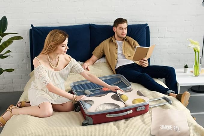 Shacke 8 Set Packing Cubes for Travel Lightweight Luggage Organizer (Cream)