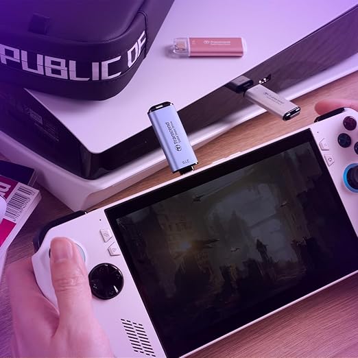 Transcend 512GB External SSD, USB 3.2 Gen2, Up to 1,050MB/s, Portable SSD with Type C, for Steam Deck, ROG Ally, MSI Claw, Windows & Mac, iPhone, iPad, Android, PS5, Xbox, Smart TV, Sky Blue