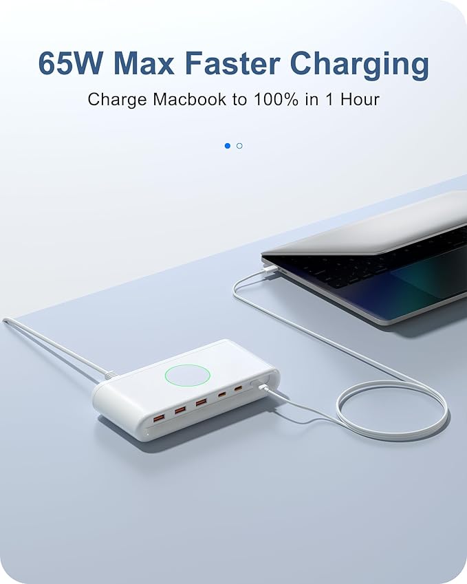 145W USB C Charging Station for Multiple Devices,6 Port USB C Hub Charger,Multi USB Charger Block for Laptop MacBook,HP,iPad,iPhone,Samsung(NOT Wireless)