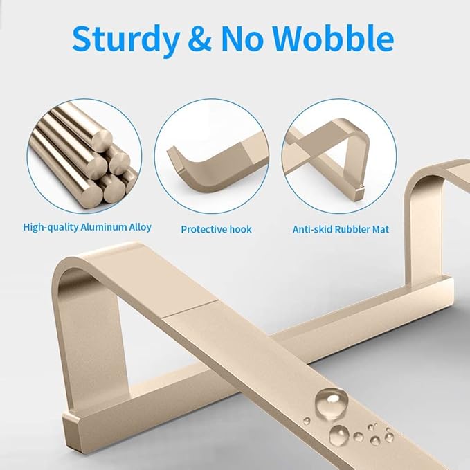 LENRUE Laptop Stand for Desk，Stable MacBook Pro Stand，Ergonomic Aluminum Computer Riser for 12 13 15 16.2 inch ，Computer Cooling Stand for Mac MacBook Pro Air,HP, Dell, More PC Notebook (Gold)