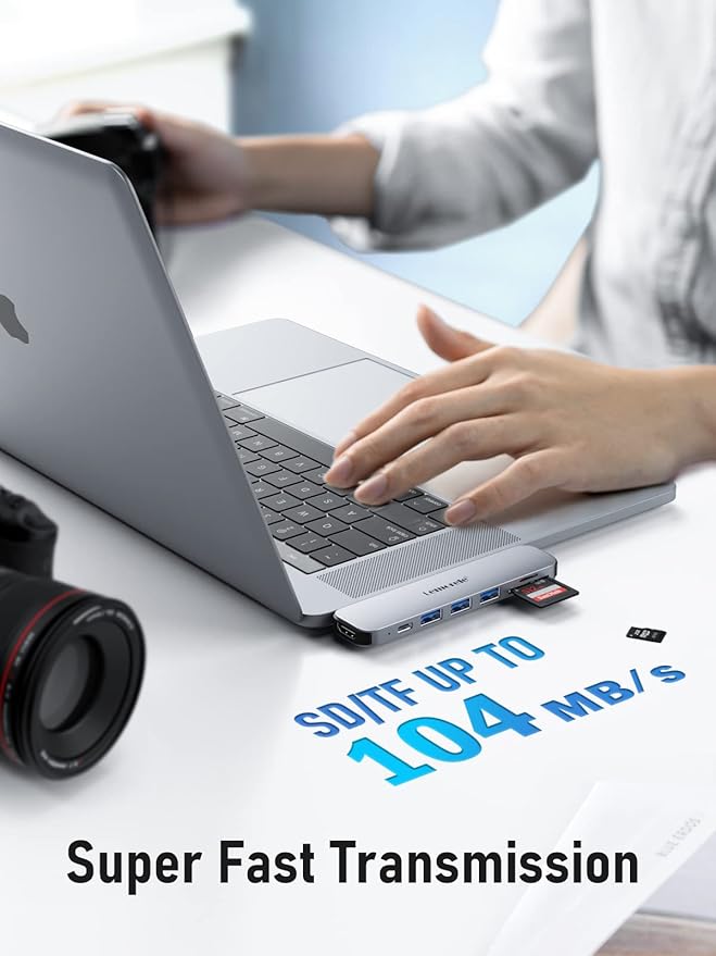 Lemorele USB C Hub for MacBook Pro/Air M1 M2 2022 2021 2020 2019 2018 13" 15" 16", 7 in 2 Multiport Adapter Hub Mac Dongle w/4K HDMI, 3 USB 3.0, SD/TF 3.0, 100W PD 40Gbps Thunderbolt 3/4