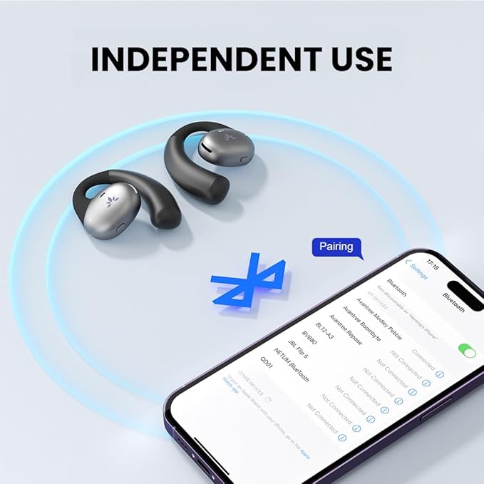 Avantree Medley Pebble - Wireless Earbuds for TV Listening, Clear Voice Open Ear Bluetooth 5.3 Headphones for Seniors & Hard of Hearing, with Transmitter and Charging Dock, 10hrs Play Time