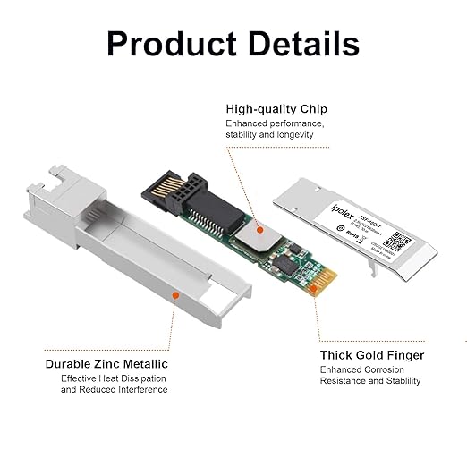 ipolex 2.5/5/10G SFP+ to RJ45 Transceiver, 10GBase-T Module, 10G-T Copper SFP+ CAT6a/CAT7 RJ45 Module, Up to 30m, for Cisco SFP-10G-T-S, Ubiquiti UF-RJ45-10G, Meraki, TP-Link, Netgear and More, 2 Pack