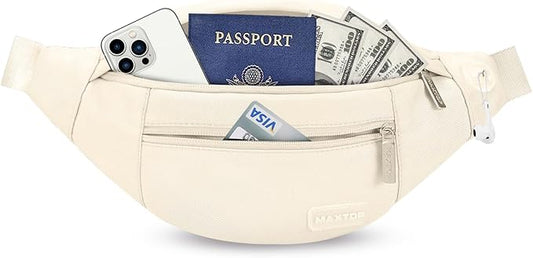 MAXTOP Large Crossbody Fanny Pack with 4-Zipper Pockets,Gifts for Enjoy Sports Festival Workout Traveling Running Casual Hands-Free Wallets Waist Pack Phone Bag Carrying All Phones