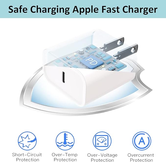 iPhone Fast Charger, iPhone Charger Fast Charging 2Pack PD 6FT Type C Quick USB C to Lightning Cable Cord Fast Charger iPhoneUSB C Wall Block Plug for iPhone14 13 12 11 Pro Max XR XS X, iPad, AirPods