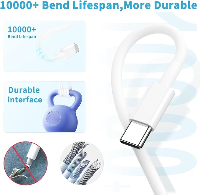 iPhone 16 15 Charger Fast Charging, 2Pack 20W Apple USB C Fast Charger Wall Adapter Blocks & 2Pack Fast Charging Cable Cord for iPhone 16 Pro Max/16e/15 Pro/15 Plus,iPad Air/Pro,AirPods