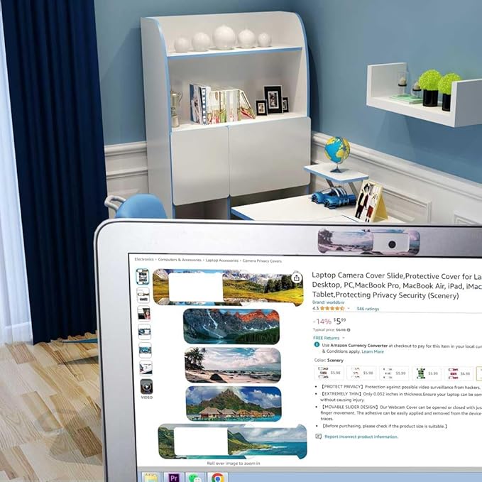 Laptop Camera Cover Slide,Protective Cover for Laptop, Desktop, PC,MacBook Pro, MacBook Air, iPad, iMac, Tablet,Protecting Privacy Security (Scenery)