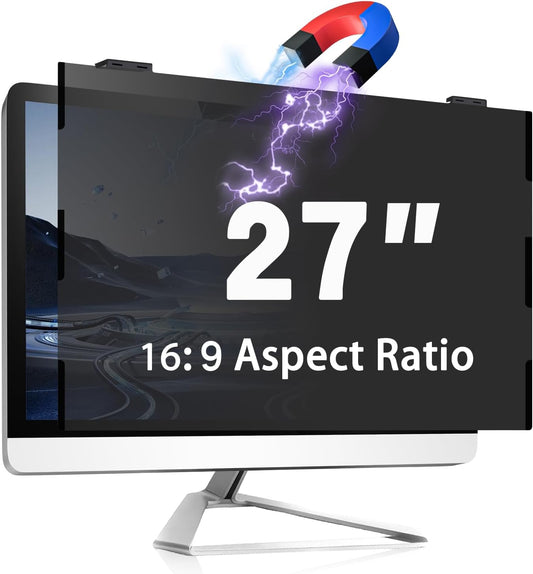Magnetic Computer Privacy Screen, 27 Inch Removable Hanging Shield for Frameless Monitor 16:9 Widescreen, Anti Blue Light Filter, Anti-Glare Protector