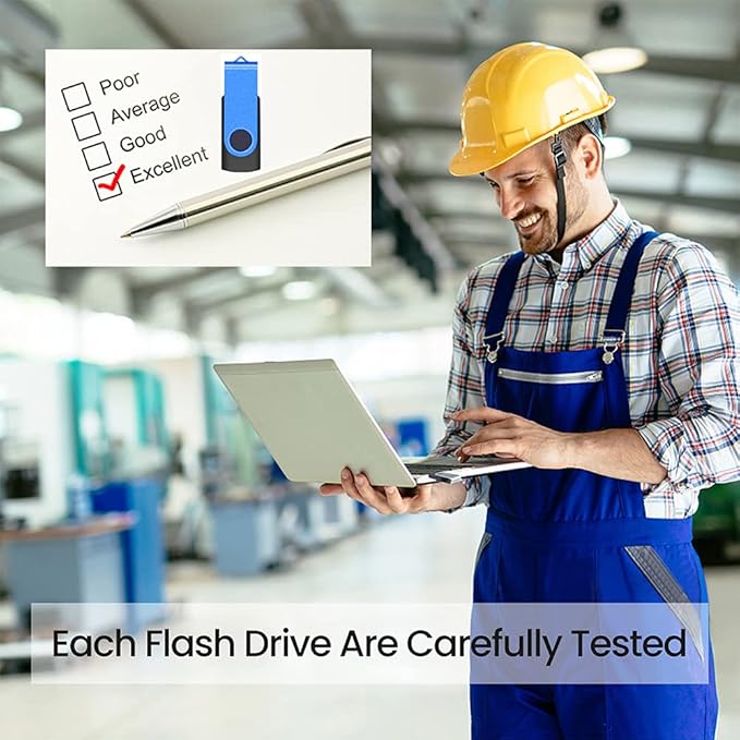 ABLAZE Flash Drives 2GB 20 Pack, USB 2.0 Thumb Drive Bulk with Lanyards Swivel Memory Stick U Disk 2GB Pendrive USB Pack (Blue)