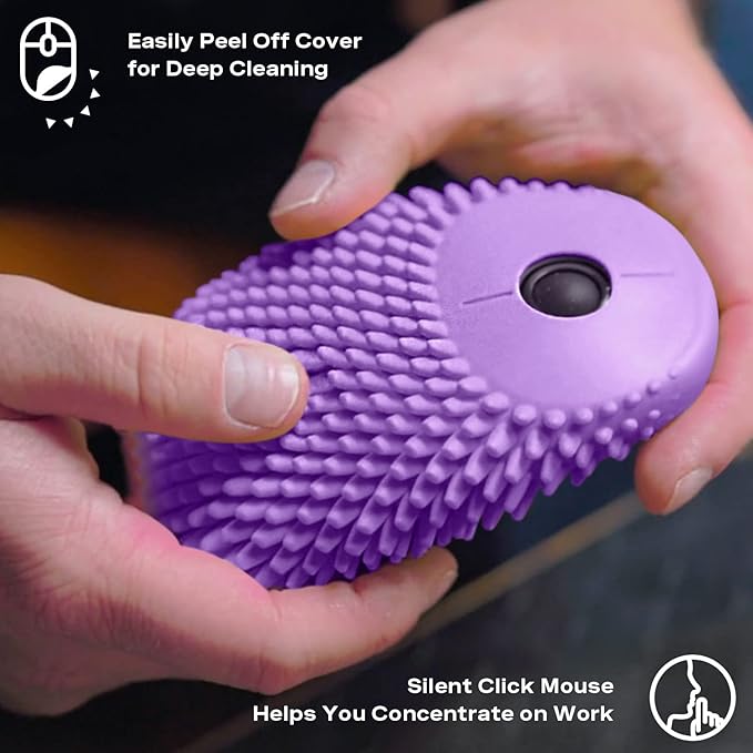 HedgeHog Health Hoglet Wireless Computer Mouse – Cute, Functional, and Tactile Fidget Tool. Combines Stress Relief with Comfort and Style, Perfect for Enhancing Focus and Productivity (Purple)