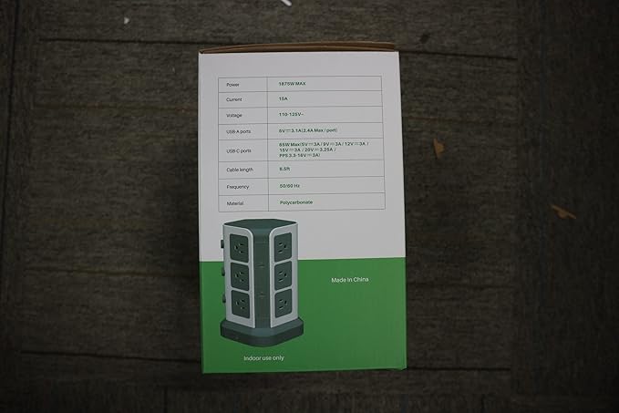 KOOSLA [65W] PD Power Strip Tower Surge Protector, USB C Desktop Charging Station with 12 Widely Spaced AC Outlets / 2 USB-C / 3 USB-A Ports, 6.5ft Heavy-Duty Extension Cord for Home Office Dorm…