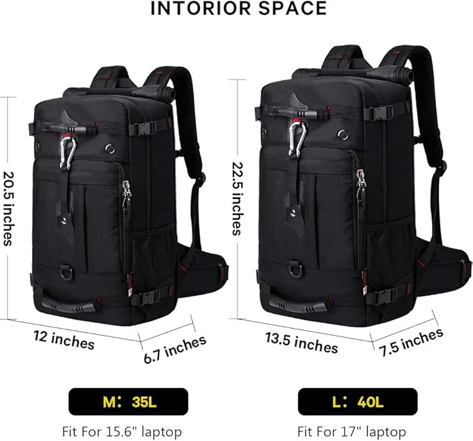KAKA Travel Backpack, Carry On Backpack Durable Convertible Duffle Bag Fit for 15.6 Inch Laptop for Men and Women(Medium 35L)