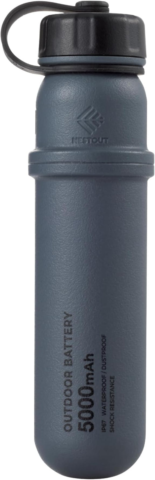 NESTOUT Rugged Portable Charger, 5000mAh Outdoor Battery Power Bank, 15W USB C Fast Charging, Waterproof IP67, Durable Shockproof, Tactical Battery Pack for Phone EDC Hiking Camping (Blue Gray)