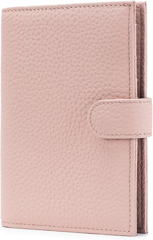 RFID Passport Holder Travel Wallet for Women, Leather Passport Cover Wallet with Card Holders SIM Slots,Zippered Coins Pocket and Cash Slot Slim Compact Travel Wallet (Pink)
