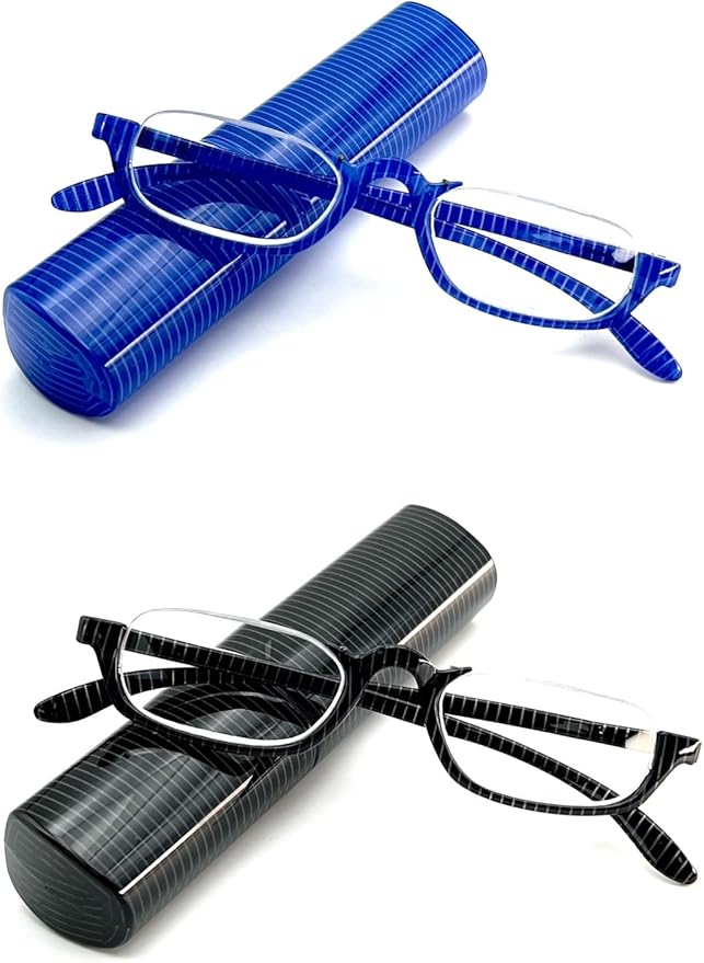 EZ Women Reading Glasses Men Blue Light Block Anti Eyestrain Slim Computer Reader Tube Small Glass Thin Compact