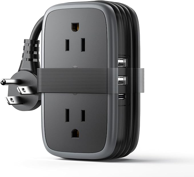 Travel Power Strip with USB C Port, NTONPOWER Flat Plug Extension Cord with 4 Outlets 3 USB (1 USB C) for Cruise Ship Essentials, 4ft Wrapped Short Extension Cord for Hotel Dorm Room,1 Pack