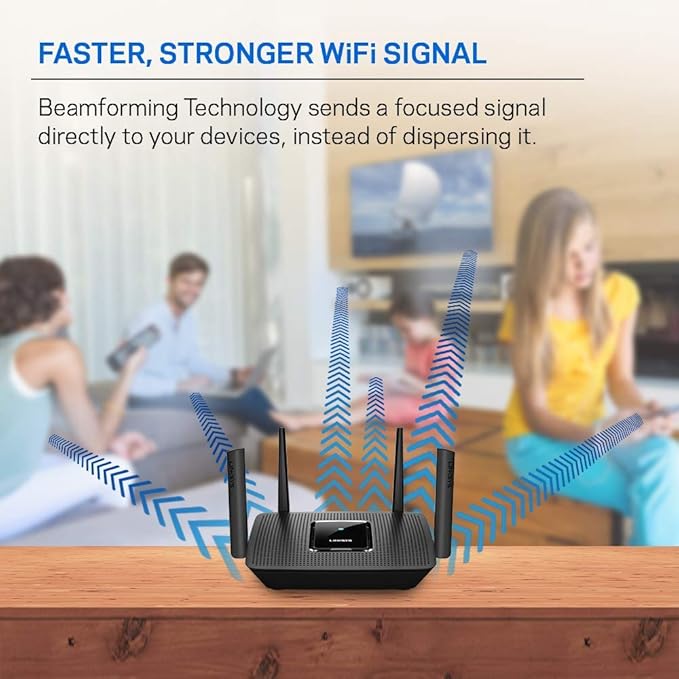 Linksys MR8300 Mesh Wi-Fi Router - Tri-Band speeds up to 2.2GHz, Wireless Mesh Router for Home AC2200, 716Mhz Quad-core Processor, 2,000 sq. ft Coverage (Renewed)