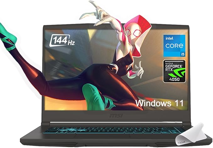 MSI Thin 15 Gaming Laptop, 15.6" FHD Thin Bezel IPS 144Hz, Intel Octa-core i5-13420H (Beats i7-11800H), GeForce RTX 4050, USB-C, Windows 11, w/Mouse Pad(64GB RAM | 4TB PCIe SSD)