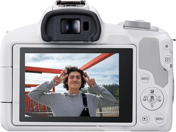 Canon EOS R50 Mirrorless Camera RF-S18-45mm F4.5-6.3 is STM Lens Kit, 24.2 Megapixel CMOS (APS-C) Sensor, 4K Video, Hybrid Camera, Photo and Video, Vlogging, Content Creator, RF Mount, White