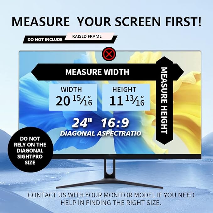 [3 Pack] Computer Privacy Screen 24 Inch for 16:9 Widescreen Monitor, Removable Eye Protection Anti Glare Blue Light Computer Screen Privacy Shield, Data Confidentiality Shield Privacy Screen 24 in