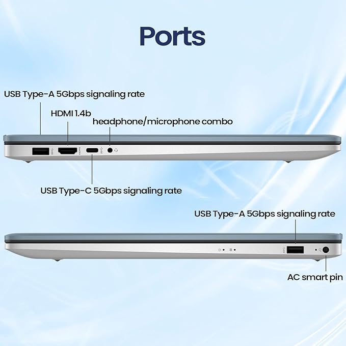 HP 17.3" Business Laptop, 17.3" HD+ Touchscreen, AMD Ryzen 5 7430U, 32GB RAM, 1TB PCIe SSD, Backlit Keyboard, Fingerprint Reader, Webcam, HDMI, Wi-Fi 6, Windows 11 Pro, Blue