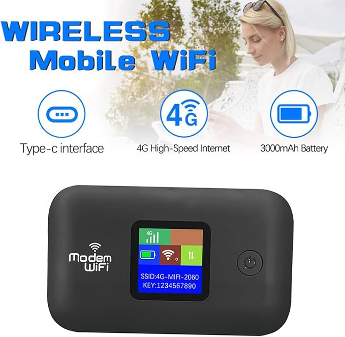 4G LTE Wi Fi Mobile Hotspot, Portable Wi Fi Hotspot for Travel, 10 Connected Devices, Cordless Internet Router Devices with SIM Card Slot, for Europe Africa Southeast Asia