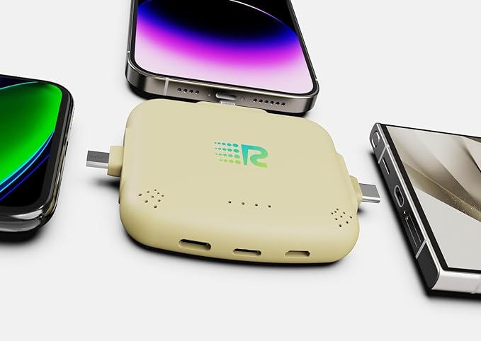 Rush Charge Universe 3 in 1 Portable Charger – 3300mah, 2.4A High-Speed Fast Charging Compatible with iPhone and Android Lightning, Type C, Micro-USB Charges 3 Devices at a Time Pre-Charged RC33 Gold
