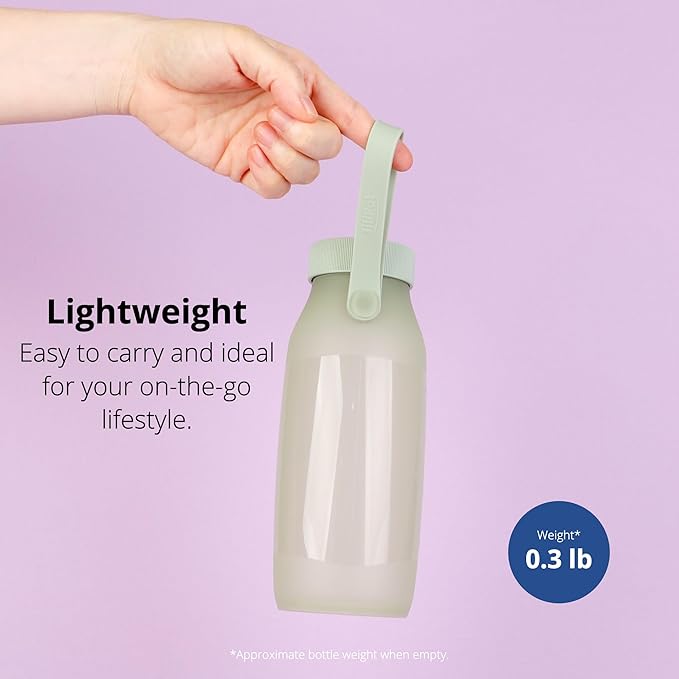 BLUE GINKGO Collapsible Water Bottle [2-Pack] – Lightweight, Foldable Silicone Bottles for Travel, Hiking, and Camping (16.9oz, Made in Korea, Olive Green)