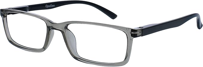 OPULIZE SEE Reading Glasses with Blue Light Blocking for Women and Men, Narrow Frame, Spring Hinges, Computer Gaming Glasses, Black,Grey +3.5 (Pack of 2)