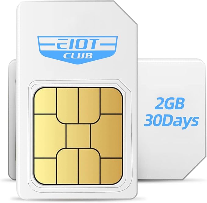 EIOTCLUB Prepaid SIM Card | 5G/4G LTE - USA Compatible with Nationwide Networks for Unlocked IoT Device(NOT for Voice/Text Service. for Data Use Only) (2GB 30DAY)