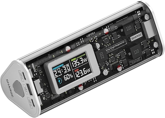 SHARGEEK 170 Power Bank, 170W Total 24,000mAh High Capacity Portable Charger with Smart Display, IP66 140W PD3.1 Battery Pack for Laptop iPhone 17/16/15 Galaxy Google Pixel MacBook, Steam Deck