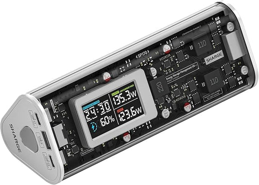 SHARGEEK 170 Power Bank, 170W Total 24,000mAh High Capacity Portable Charger with Smart Display, IP66 140W PD3.1 Battery Pack for Laptop iPhone 17/16/15 Galaxy Google Pixel MacBook, Steam Deck