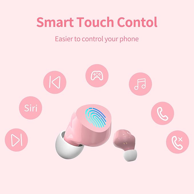 Wireless Earbuds Pink Bluetooh Earbuds with Mic Noise Reduction 36H Playtime IPX5 Waterproof Headphones in Ear Stereo Ear Buds Earphones for Sport,fit for Girls Women