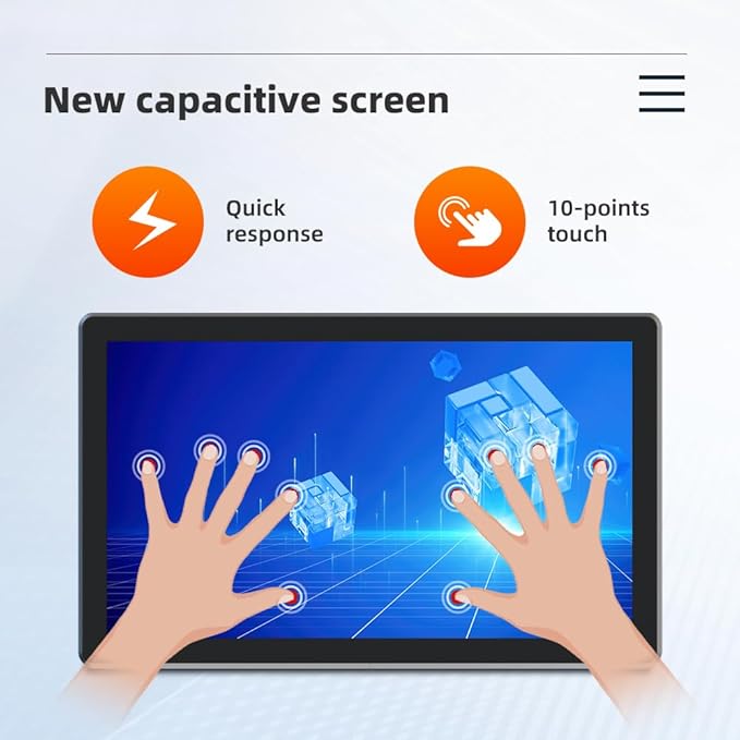 YanKe 12.1" Industrial Computer Touch Screen 10 Point Touch Industrial Computer, Resolution 1024 * 768 450nit, RJ45*2 USB*4 com*2 HD*1 WiFi+BT(7300U/8+128)