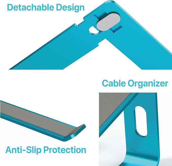 BLACK+DECKER Laptop Stand for Computer Desk, Ergonomic Laptop Stand for Desk, Lap top Riser Compatible with Macbook Notebook, Lap top Holder, Durable Aluminum Computer Riser Accessories, LochNess Blue