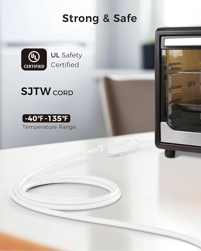 [UL Listed] Cable Matters 2-Pack 16 AWG Heavy Duty 13A Power Extension Cord - 10ft, 3 Prong Power Cord Extension, NEMA 5-15P to NEMA 5-15R, White