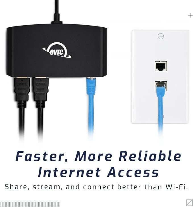 OWC Thunderbolt mini Dock, Bus-Powered 5-Port Multi-Adapter with Dual 4K HDMI, Dual USB, Gigabit Ethernet, Integrated 7.2-inch TB Cable, for TB (USB-C) Equipped Mac and PC