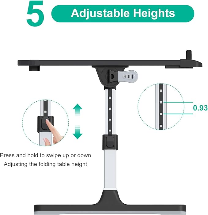 Laptop Bed Tray Desk with Adjustable Heights and Angles, Upgraded-Sturdy Foldable Lap Desk for Bed/Couch/Floor (NO Drawer, Black)