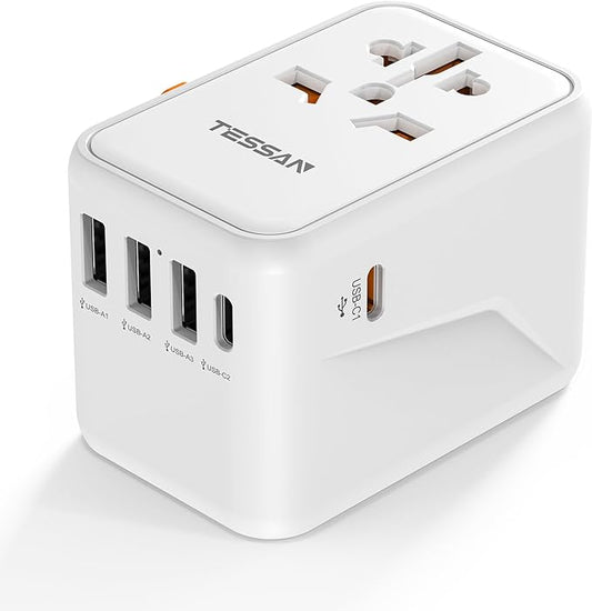 TESSAN Universal Travel Adapter, 45W International Plug Adaptor with 2 USB C 3 USB A Ports, Travel Worldwide Power Outlet for US to European EU UK AUS Ireland(Type C/G/A/I)