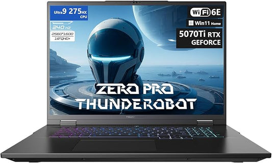 Thunderobot Zero 18 Pro 5070 Ti Gaming Laptop, 18" QHD+ 240Hz Hummingbird Display, Core Ultra 9 275HX, GeForce RTX 5070 Ti, 64GB DDR5, 2TB SSD, Per-Key RGB, FHD IR Camera, Wi-Fi 6E, Win 11 Home