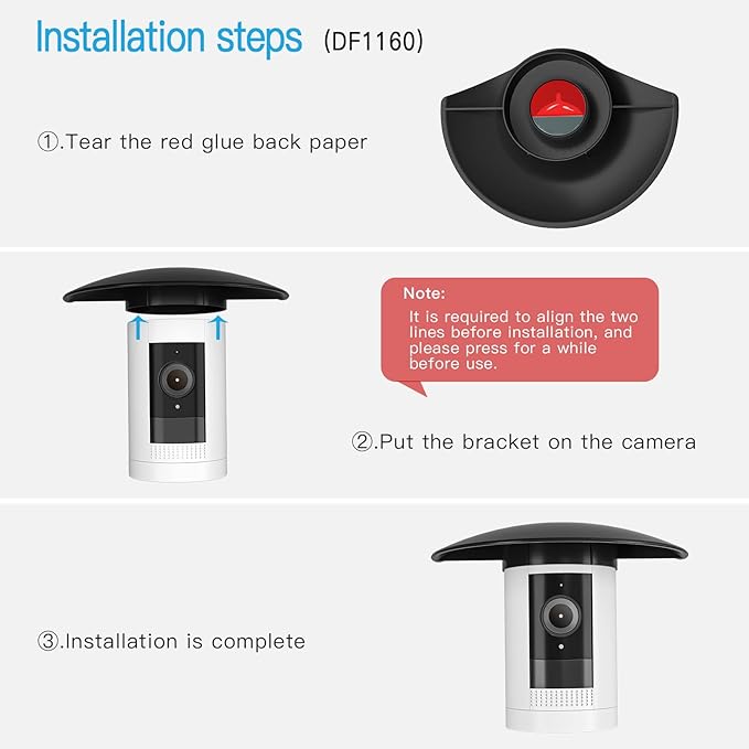 HOLACA Sun Rain Shade Camera Cover for Stick Up Cam, Camera Shield for Resistant UV Black