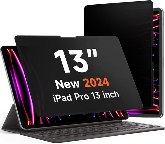 Upgrade 360° Privacy Screen Protector for Apple iPad Pro 13 inch 7th M4 2024, Magicsuction 4-Way Anti Spy Glare Blue Light Filter (Landscape+Portrait Privacy), High Sensitive/Bubble Free/Reusable