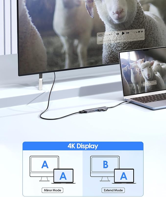 LENTION USB C Hub, Multiport with 4K HDMI Port, 3xUSB-A Ports, USB-C Data Port, 100W PD Port, Compatible New MacBook Pro/Air, iPhone 15 Pro/Pro Max, Surface, Chromebook, More(CE35s, Gray)